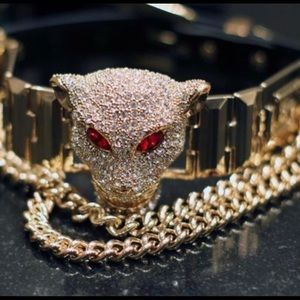 Versace X H&M Panther choker with crystal crust